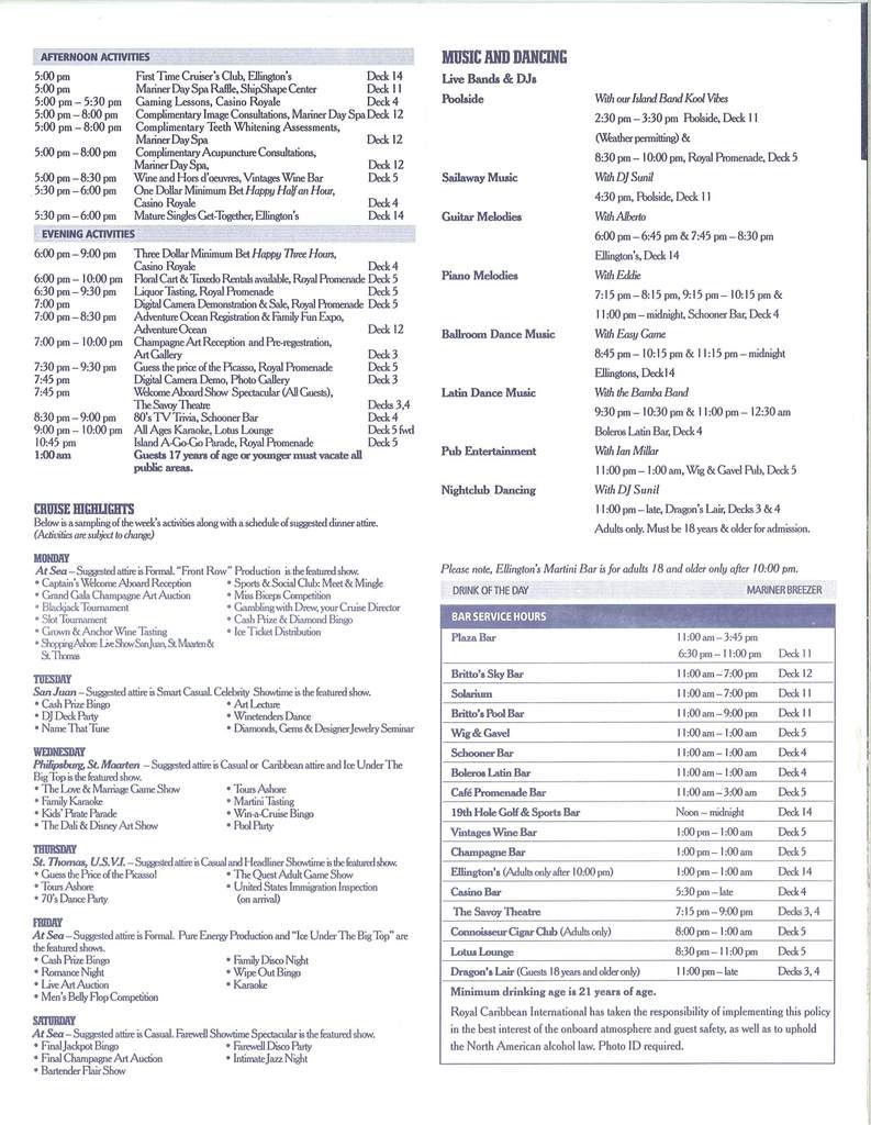Mariner Compasses/Spa Menu 4/134/20/08 Eastern Royal Caribbean